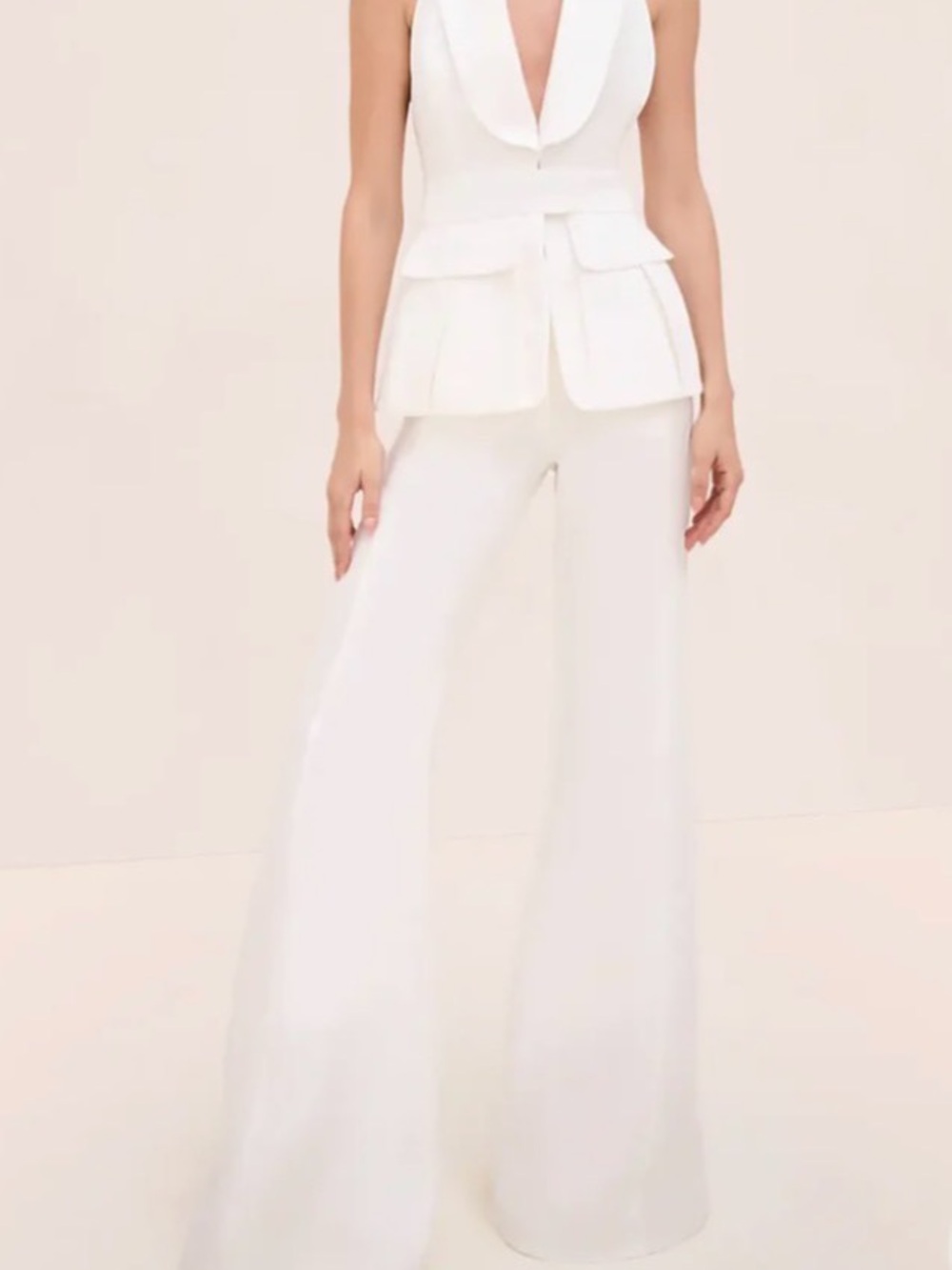 Alexis White High-Waist Bootcut Trousers
